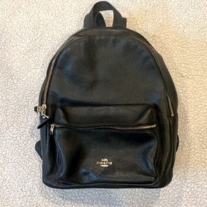 Beautiful black leather coach backpack!!! 🌺